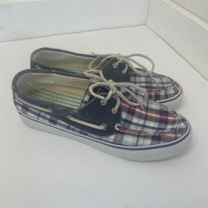 Sperry Washed‎ Plaid Boat Shoes Women's Size 6.5 M